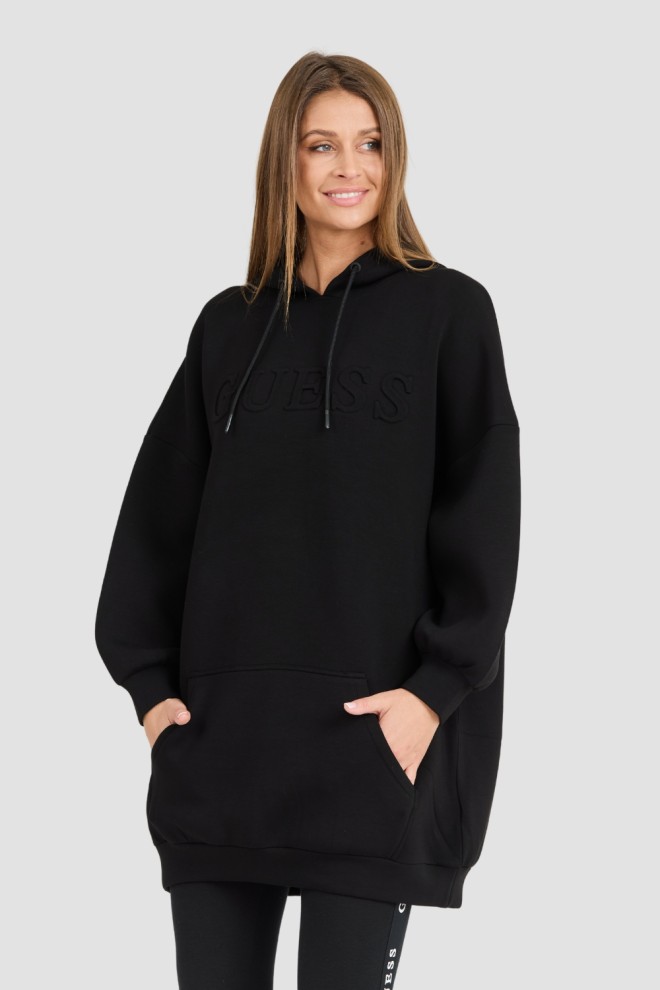 GUESS Black women's Cindra Dress sweatshirt with embossed logo