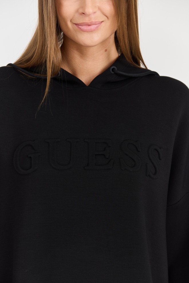 GUESS Black women's Cindra Dress sweatshirt with embossed logo