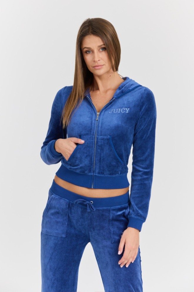 JUICY COUTURE Damska niebieska bluza Heritage Crown Robyn Hoodie