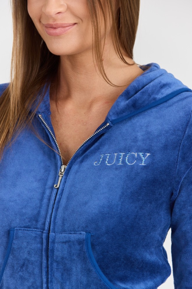 JUICY COUTURE Damska niebieska bluza Heritage Crown Robyn Hoodie