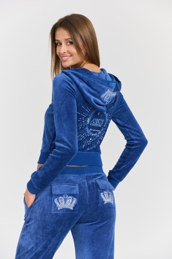 JUICY COUTURE Damska niebieska bluza Heritage Crown Robyn Hoodie