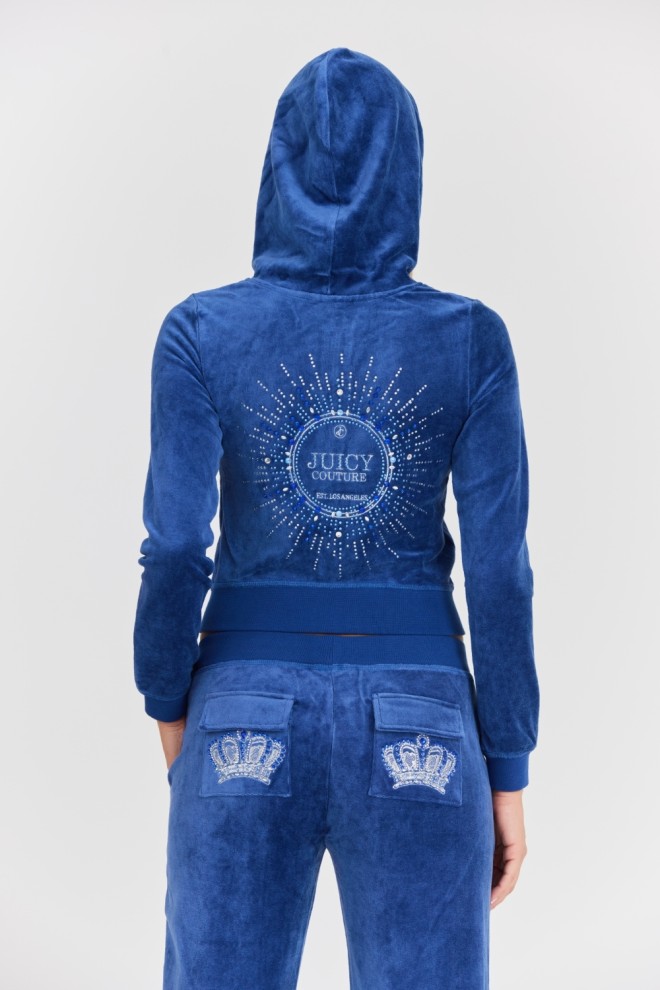 JUICY COUTURE Damska niebieska bluza Heritage Crown Robyn Hoodie