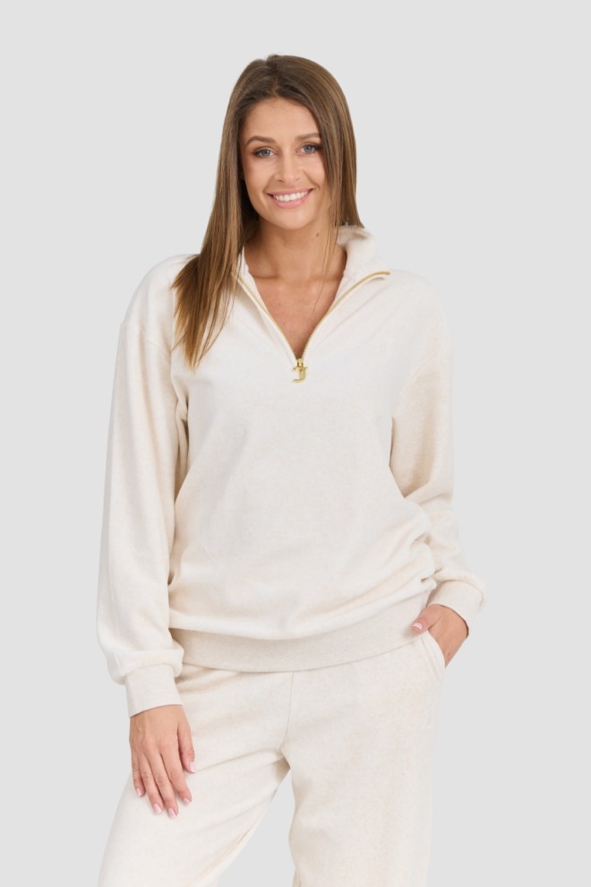 JUICY COUTURE Women's Beige Pete Pullover Gold Sweatshirt