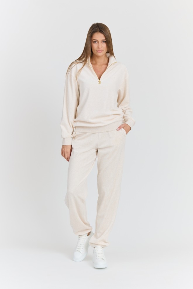 JUICY COUTURE Femeii Bej Pete Pullover Gold Sweatshirt