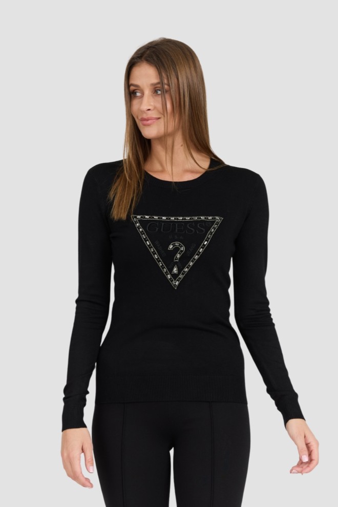 GUESS Czarny damski sweter Rylie Triangle Logo