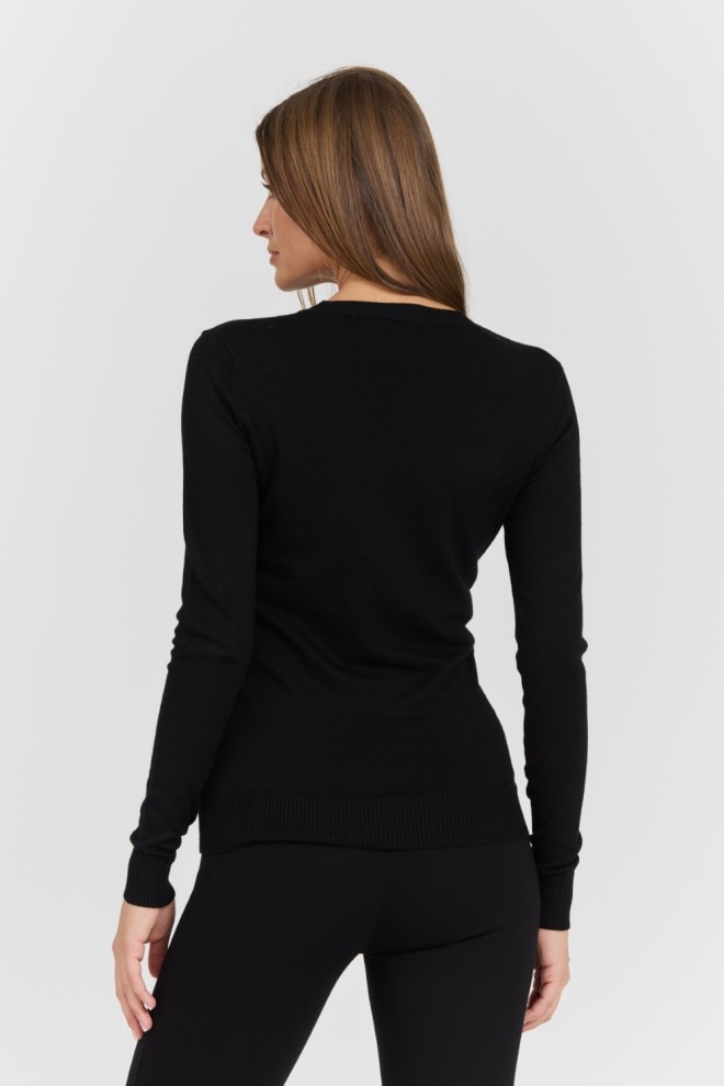 GUESS Pulover negru pentru femei Rylie Triangle Logo