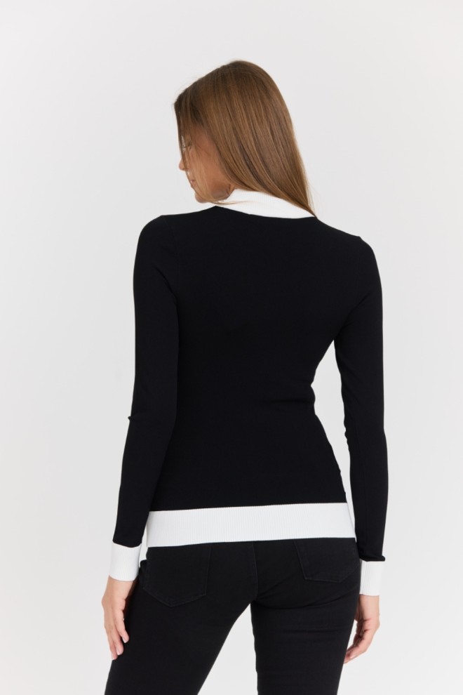 KARL LAGERFELD Black Women's Turtle Neck Logo Turtleneck