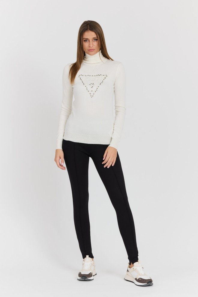 GUESS White Women's Piper Triangle Logo Turtleneck