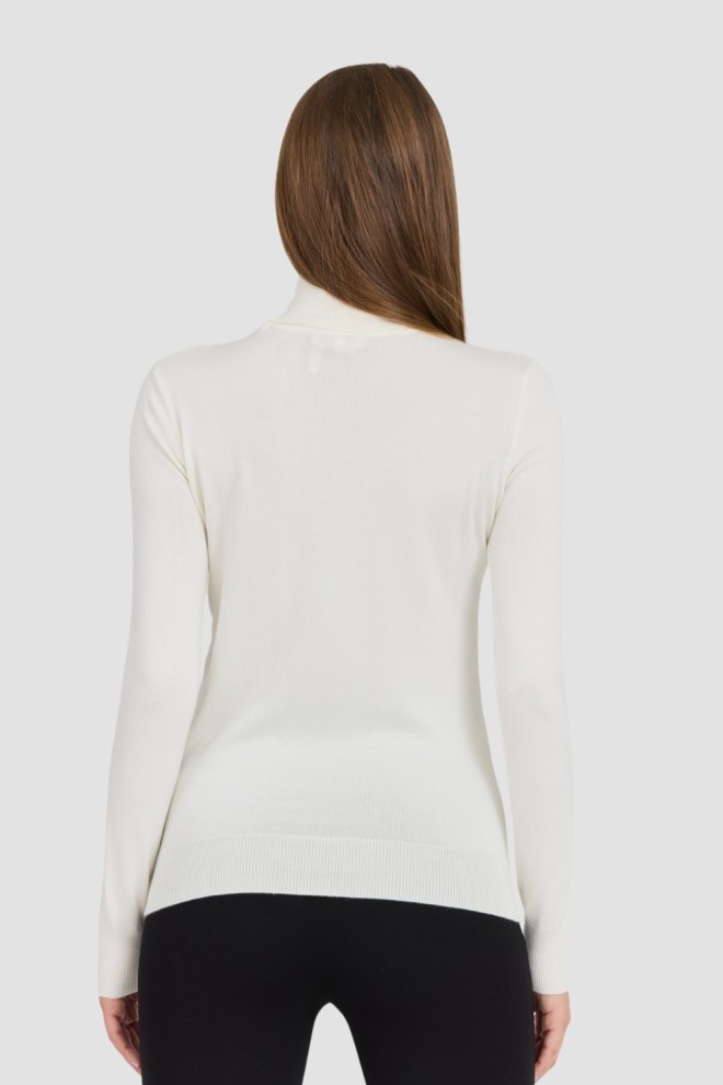 GUESS White Women's Piper Triangle Logo Turtleneck