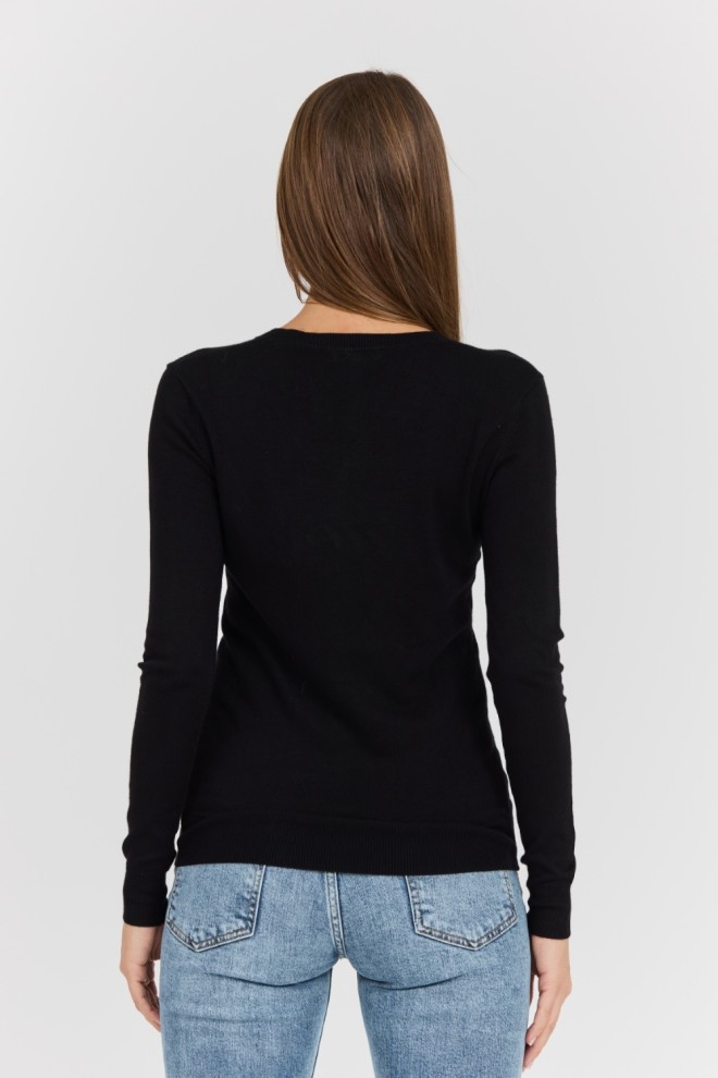 GUESS Pulover negru Saige Logo Vn Ls Swtr pentru femei