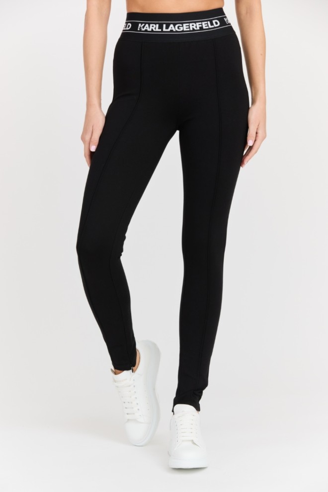 KARL LAGERFELD Black Women's Logo Elastic Punto Leggings