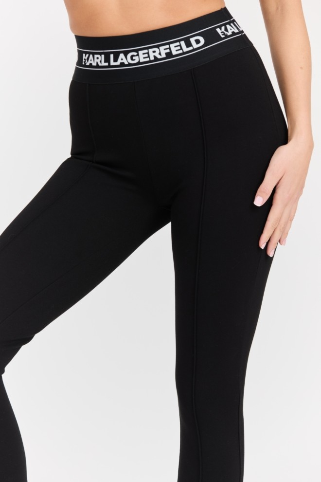 KARL LAGERFELD Femei negru Logo Elastic Punto Leggings