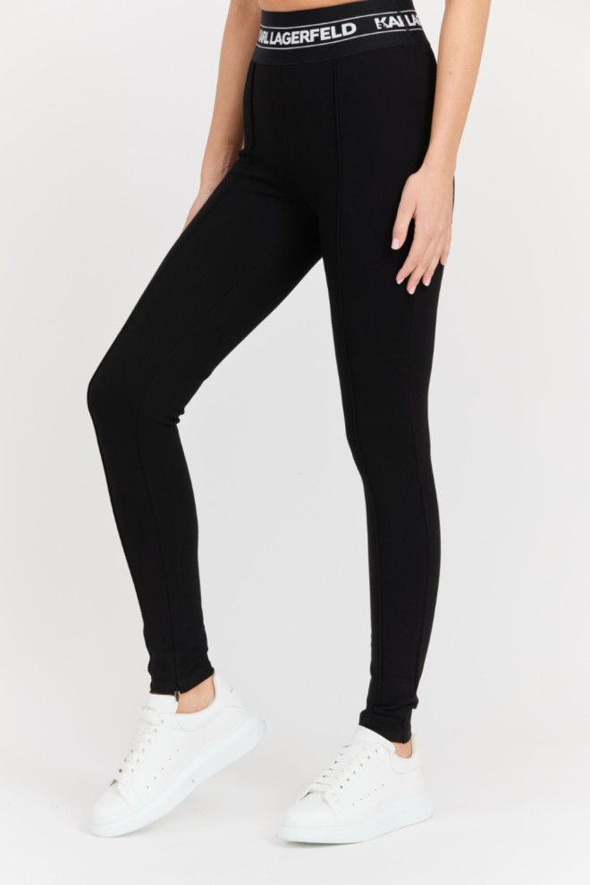 KARL LAGERFELD Czarne damskie legginsy Logo Elastic Punto Leggings