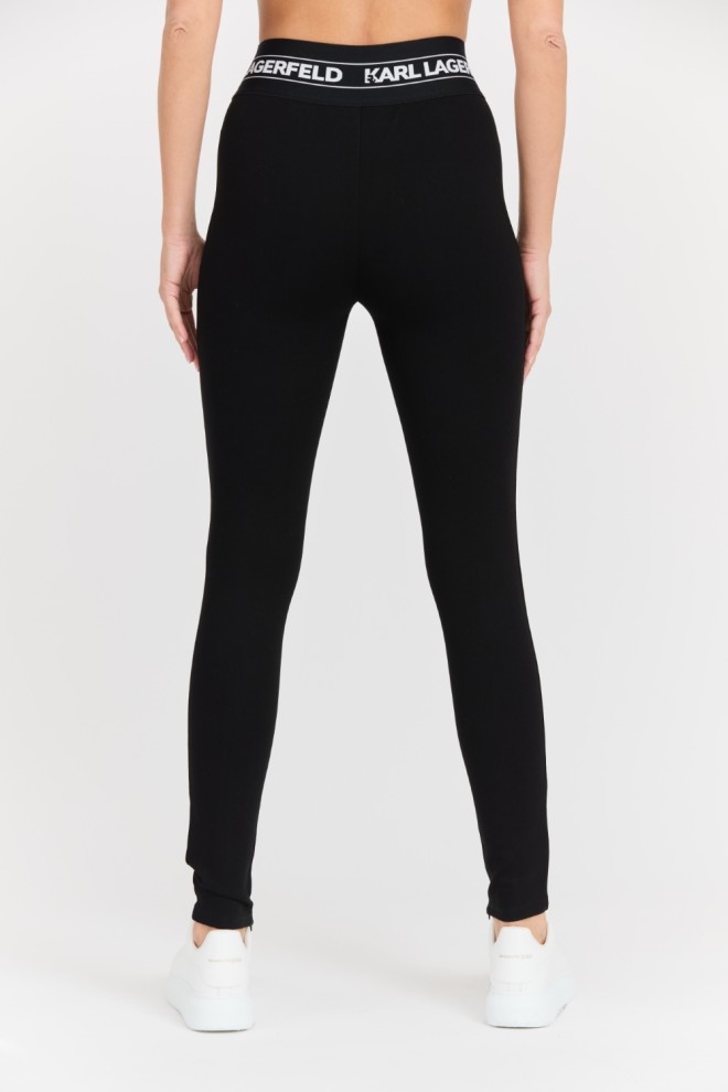 KARL LAGERFELD Czarne damskie legginsy Logo Elastic Punto Leggings