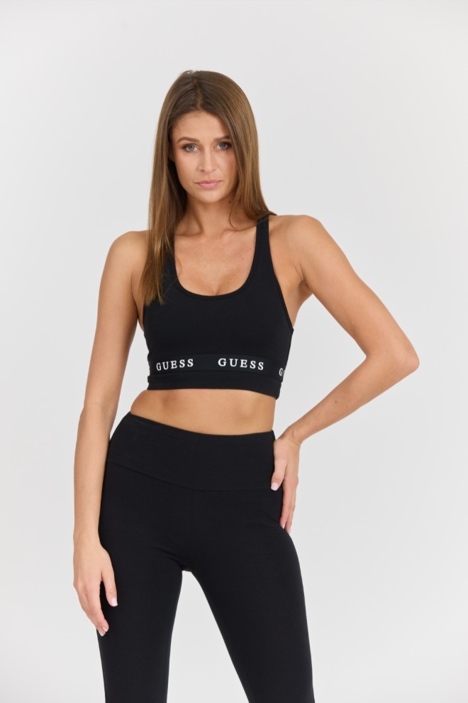 GUESS Damski czarny top Aline Eco Stretch Jersey