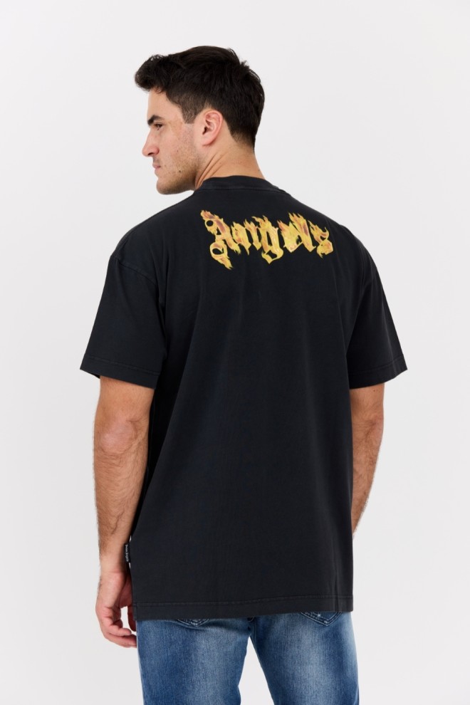 PALM ANGELS Black Men's Burning Logo Tee