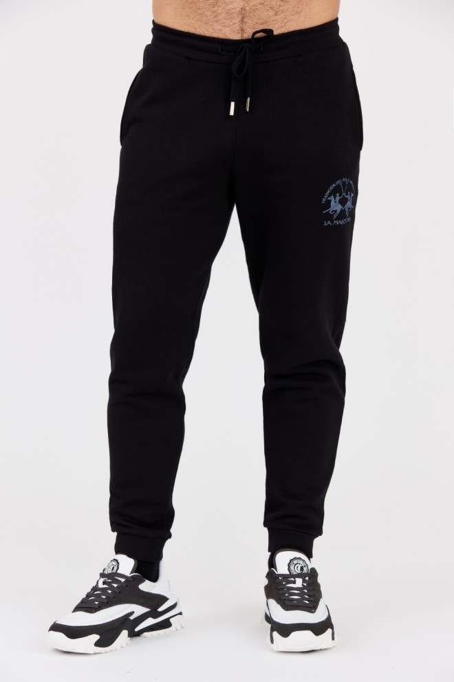 LA MARTINA Black men's sweatpants with large logo