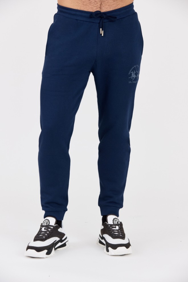 LA MARTINA Navy blue men's sweatpants with large logo