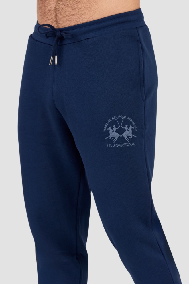 LA MARTINA Navy blue men's sweatpants with large logo