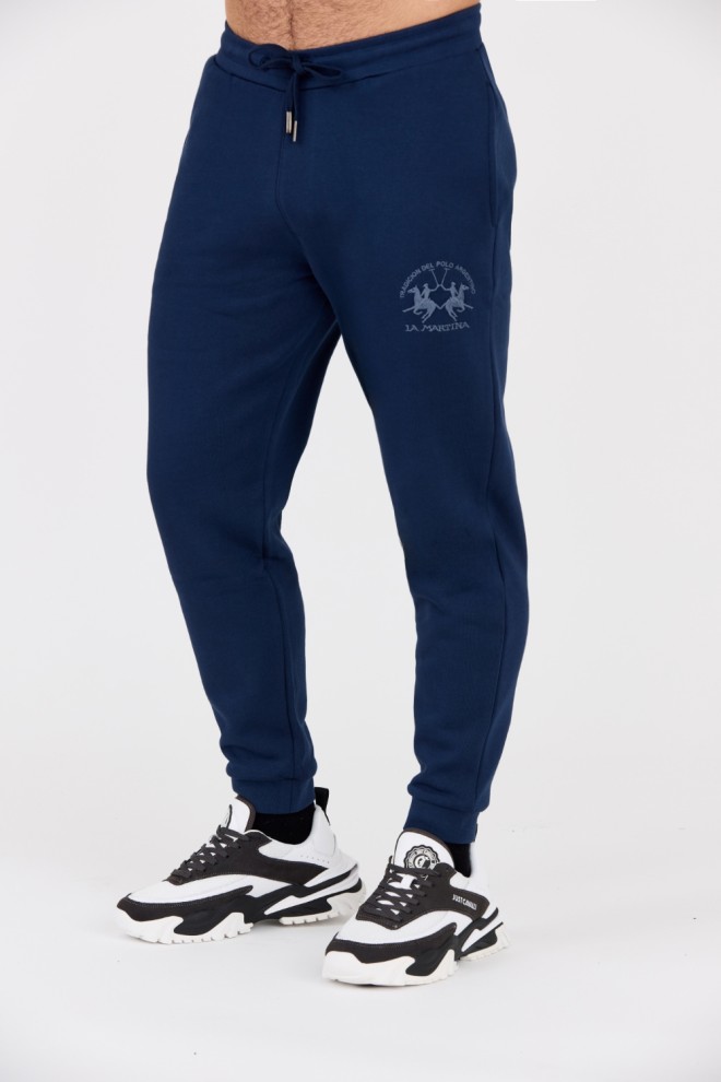 LA MARTINA Navy blue men's sweatpants with large logo