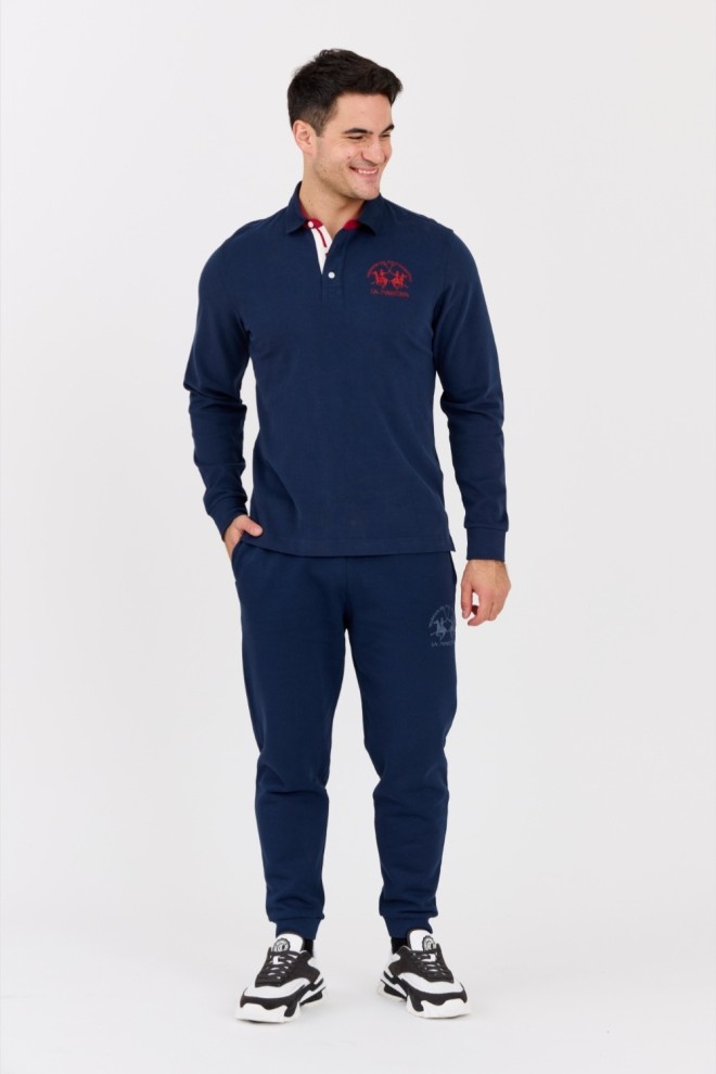 LA MARTINA Navy blue men's sweatpants with large logo