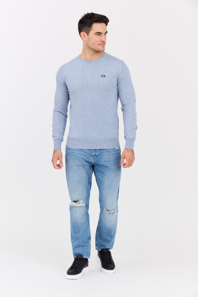 LA MARTINA Men's blue BASIC COTTON WOOL sweater