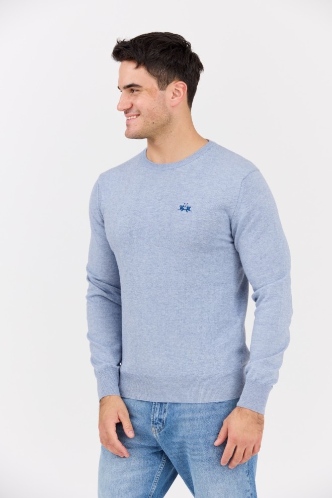 LA MARTINA Men's blue BASIC COTTON WOOL sweater