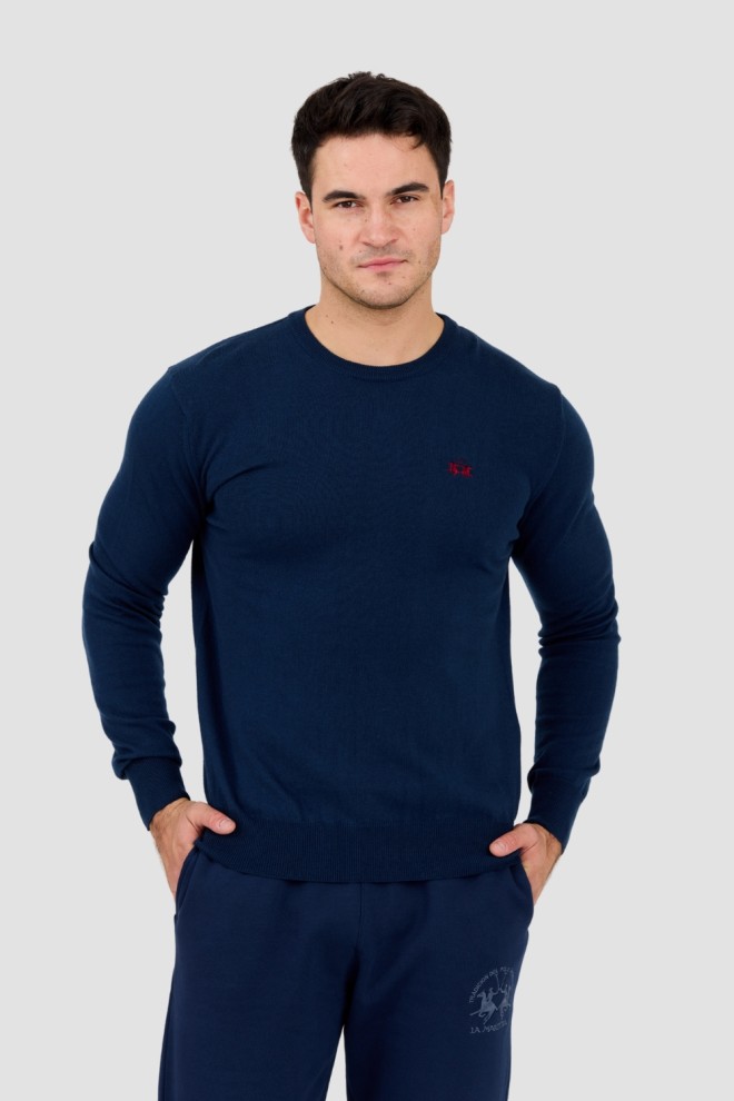 LA MARTINA Men's navy blue BASIC COTTON WOOL sweater