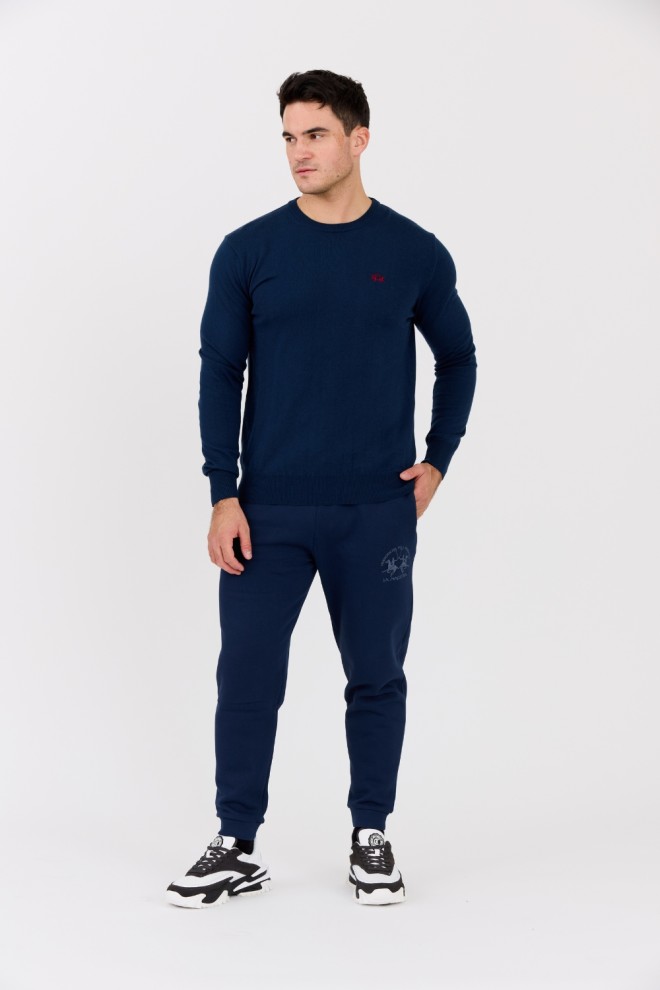 LA MARTINA Men's navy blue BASIC COTTON WOOL sweater