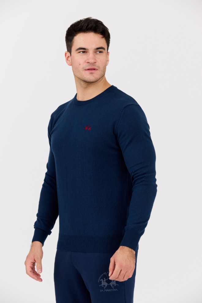 LA MARTINA Men's navy blue BASIC COTTON WOOL sweater