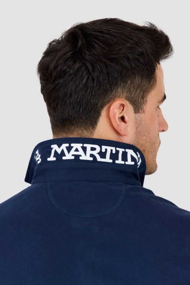 LA MARTINA Navy blue men's polo longsleeve HEAVY JERSEY