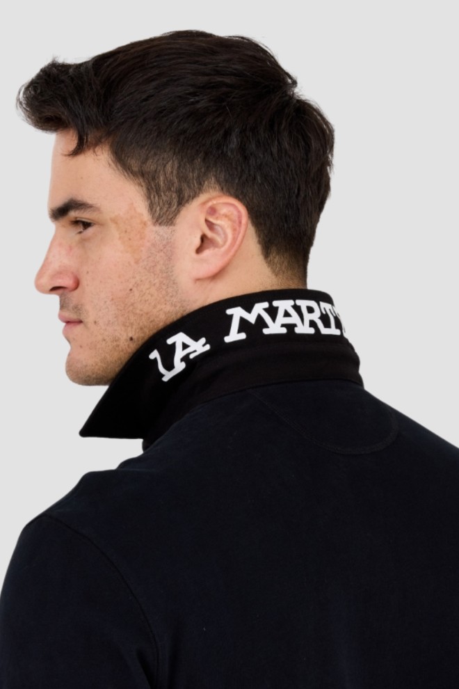 LA MARTINA Polo negru cu mânecă lungă pentru bărbați HEAVY JERSEY