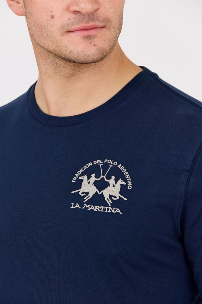 LA MARTINA Navy blue men's longsleeve JERSEY