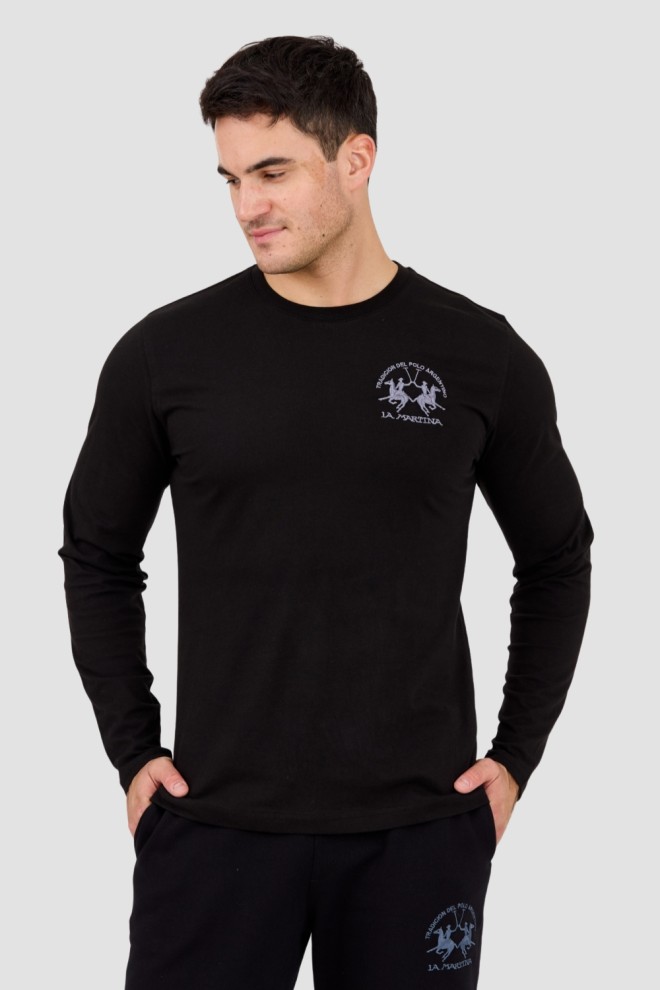 LA MARTINA Black men's longsleeve JERSEY