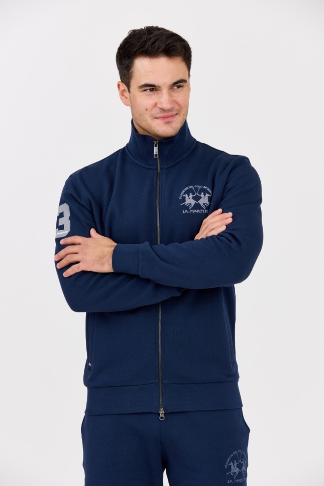 LA MARTINA Men's navy blue sweatshirt with stand-up collar