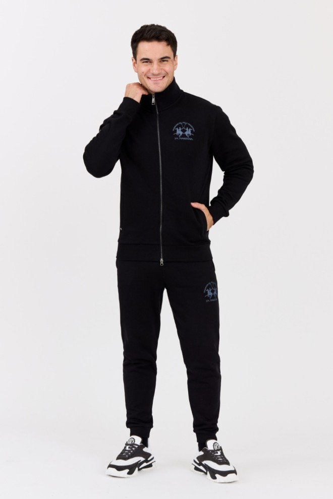 LA MARTINA Hanorac negru cu guler pentru bărbați