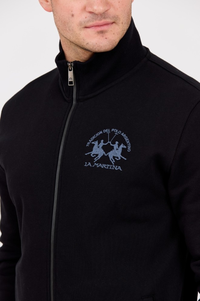 LA MARTINA Hanorac negru cu guler pentru bărbați