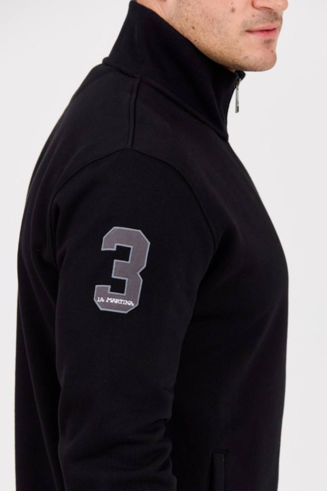 LA MARTINA Hanorac negru cu guler pentru bărbați