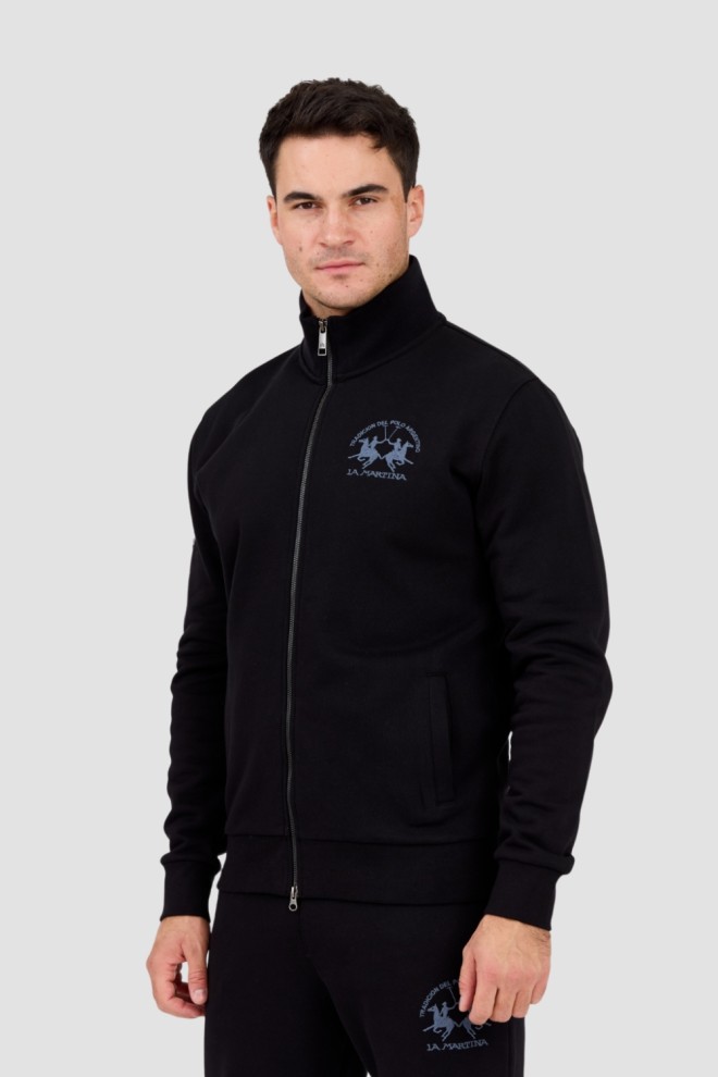 LA MARTINA Black men's sweatshirt with stand-up collar