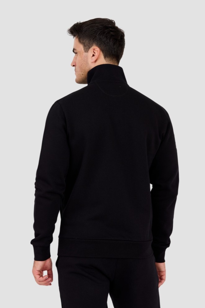 LA MARTINA Black men's sweatshirt with stand-up collar