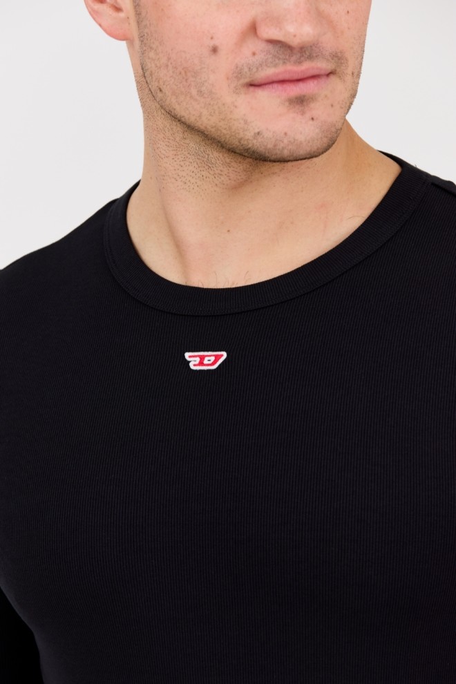 DIESEL Manșon lung negru pentru bărbați D-RIBBER-LS-N