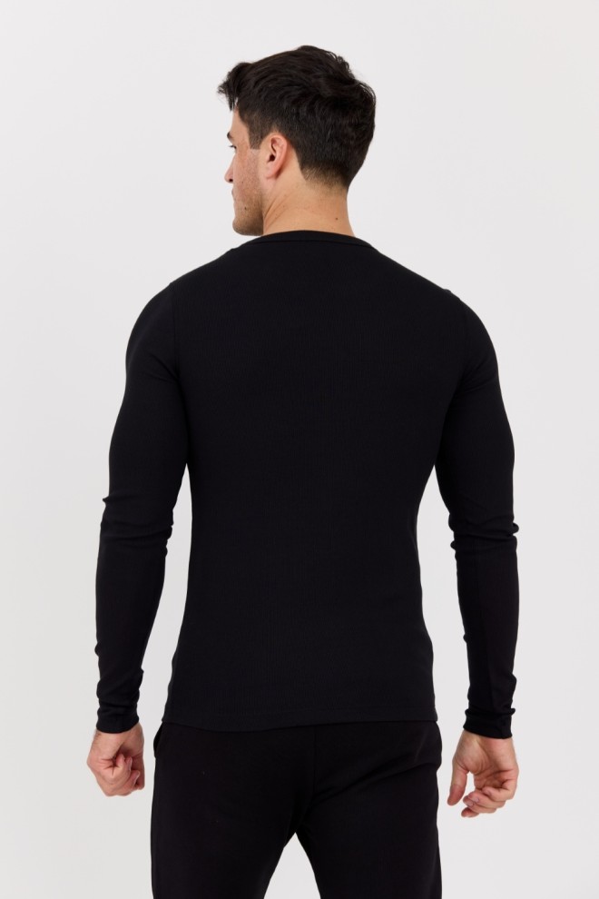 DIESEL Manșon lung negru pentru bărbați D-RIBBER-LS-N