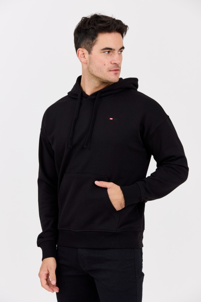 DIESEL Hanorac negru pentru bărbați S-ROB-HOOD-MICRODIV