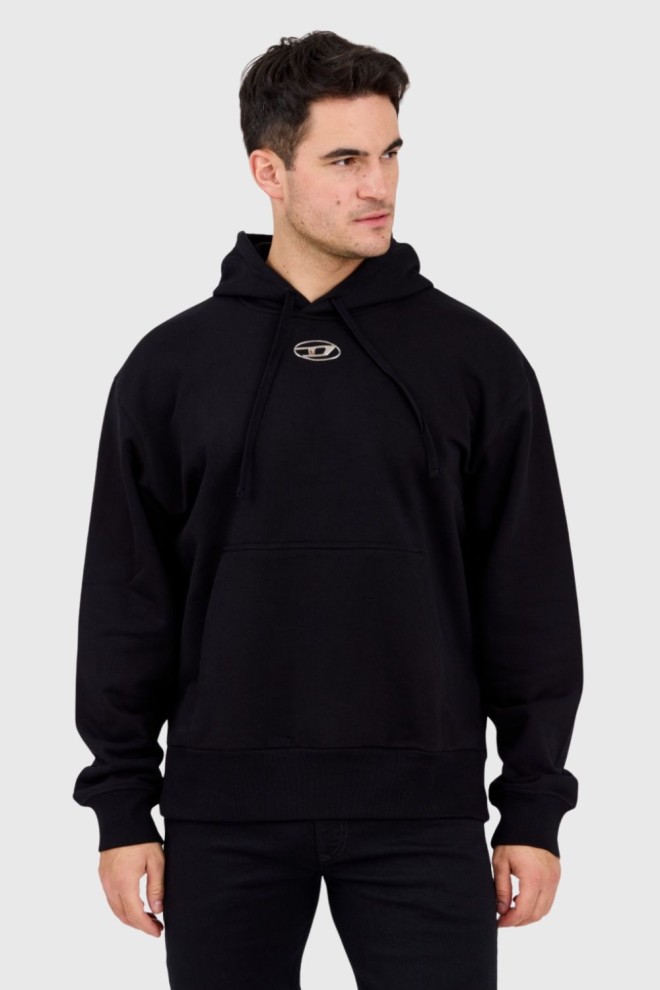 DIESEL Black men's sweatshirt with metallic logo S-MACS-HOOD-OD