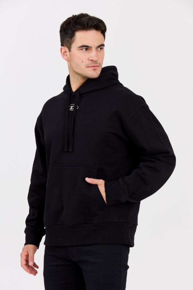 DIESEL Black men's sweatshirt with metallic logo S-MACS-HOOD-OD