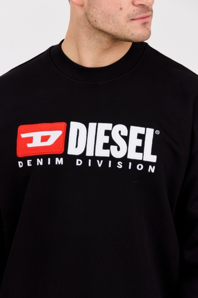 DIESEL Hanorac negru S-BOXT-DIV pentru bărbați cu logo mare