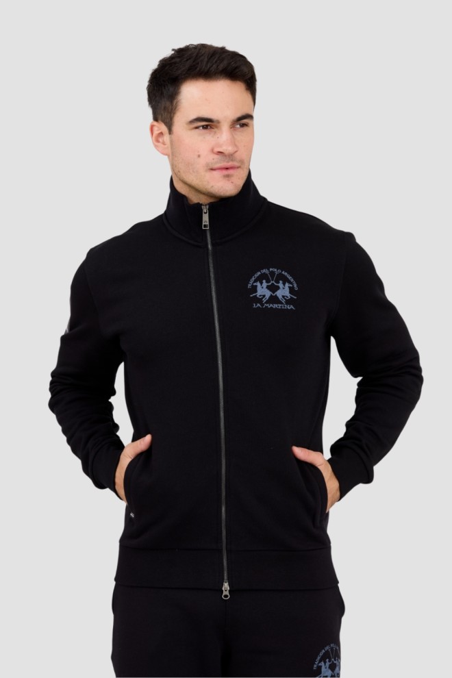 LA MARTINA Black men's sweatshirt with stand-up collar