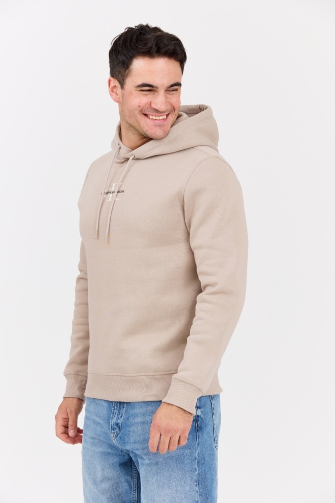 CALVIN KLEIN Beige men's hooded sweatshirt