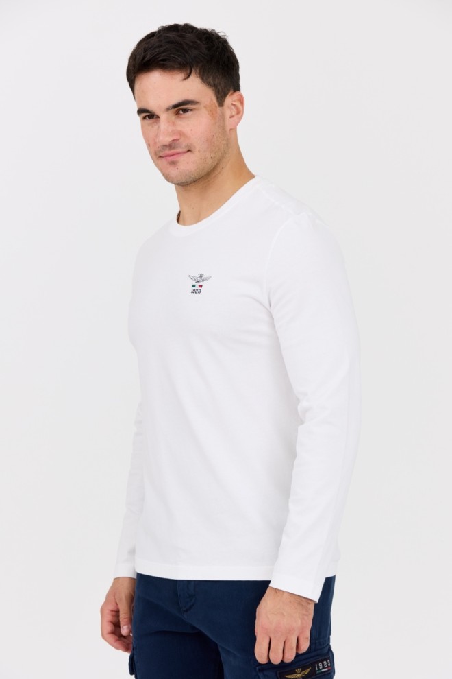 AERONAUTICA MILITARE Biały męski longsleeve z logo