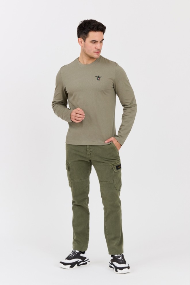 AERONAUTICA MILITARE Green men's longsleeve with small logo